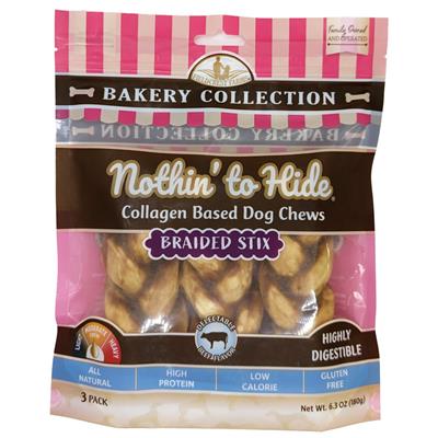 Fieldcrest Farms Nothin' To Hide Bakery Collection Dog Treat Braided Stix, Beef 5.5 in 3pk