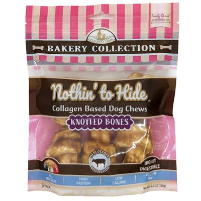 Fieldcrest Farms Nothin' To Hide Bakery Collection Dog Treat Knotted Bone, Beef 4in 3pk