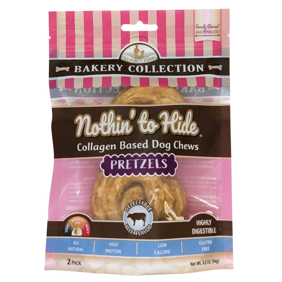 Fieldcrest Farms Nothin' To Hide Bakery Collection Dog Treat Pretzel, Beef 3in 2pk