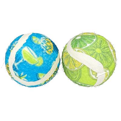 Multipet Margaritaville Tennis Ball Cat Toy 2in 2pk