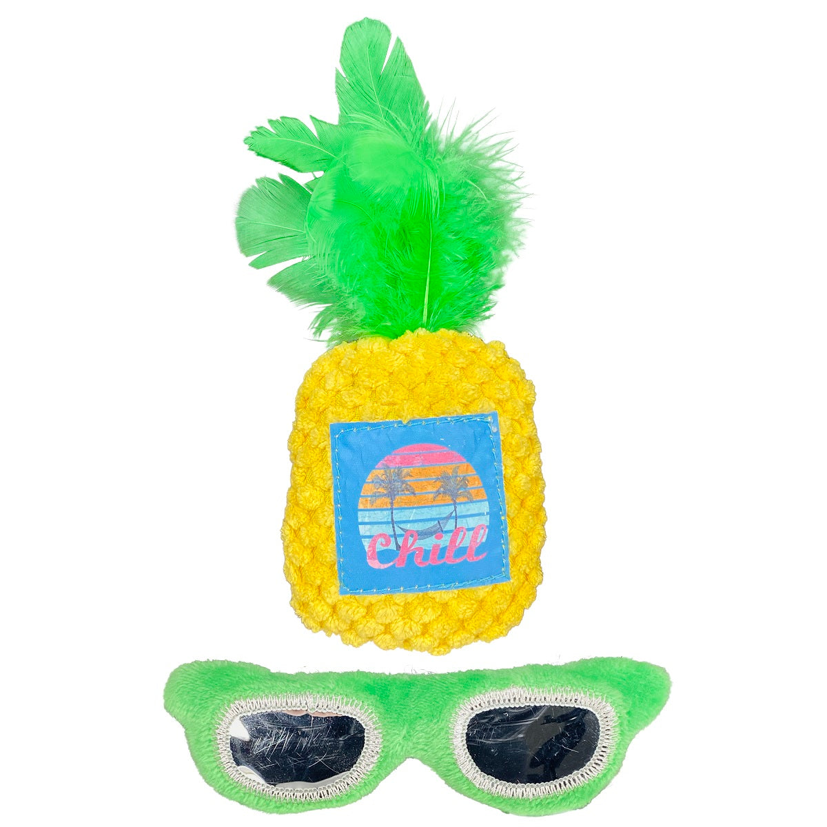 Multipet Margaritaville Pineapple and Sunglasses Cat Toy 5.75in 2pk