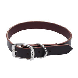 Coastal Circle T Latigo Leather Town Dog Collar, Latigo, Extra Small - 3/8in x 12in