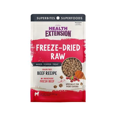 Health Extension Dog Food Topper Freeze Dried Raw Beef Recipe 12oz