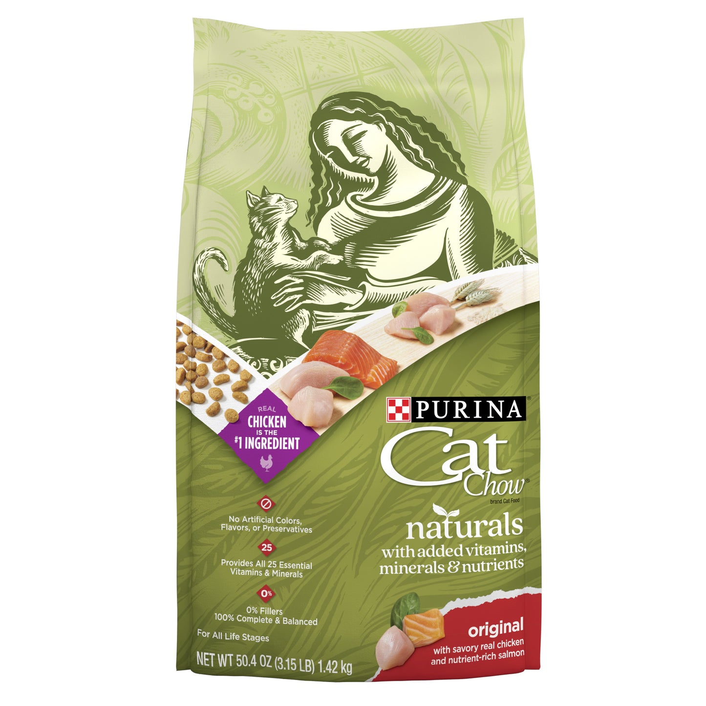 Purina Cat Chow Naturals With Added Vitamins, Minerals and Nutrients Dry Cat Food, Naturals Original 3.15lb