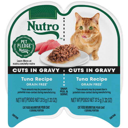 Nutro Perfect Portions Wet Cat Food Cuts in Gravy Tuna Recipe 2.64 oz. Twin-Pack Tray