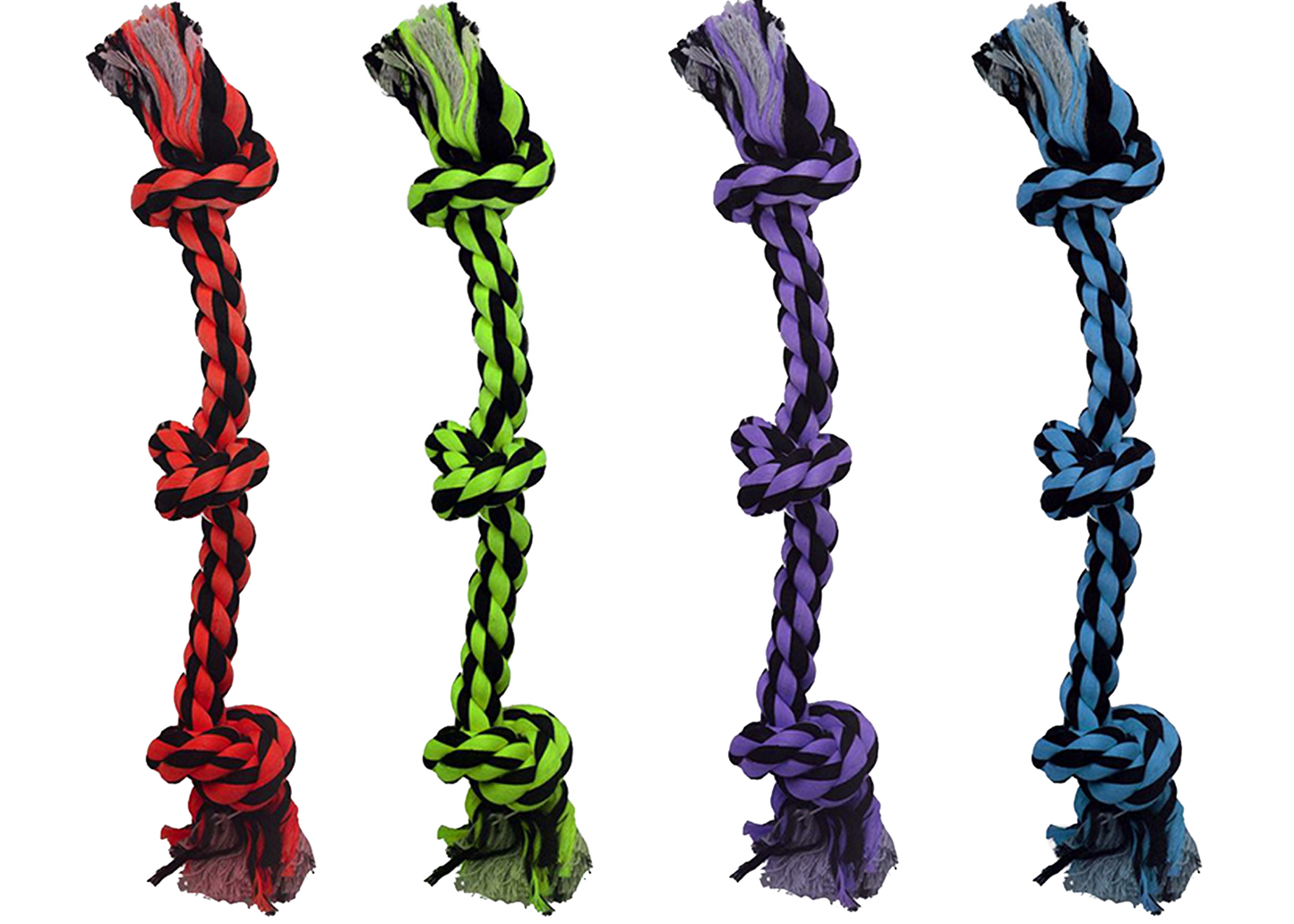MultiPet Dog Toy Nuts for Knots 3 Knot Rope 15in Assorted