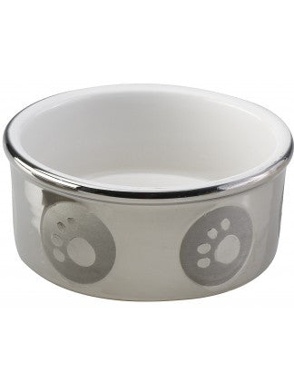 Spot Ethical Pet Titanium Stoneware Dog Dish 5In Paw Print