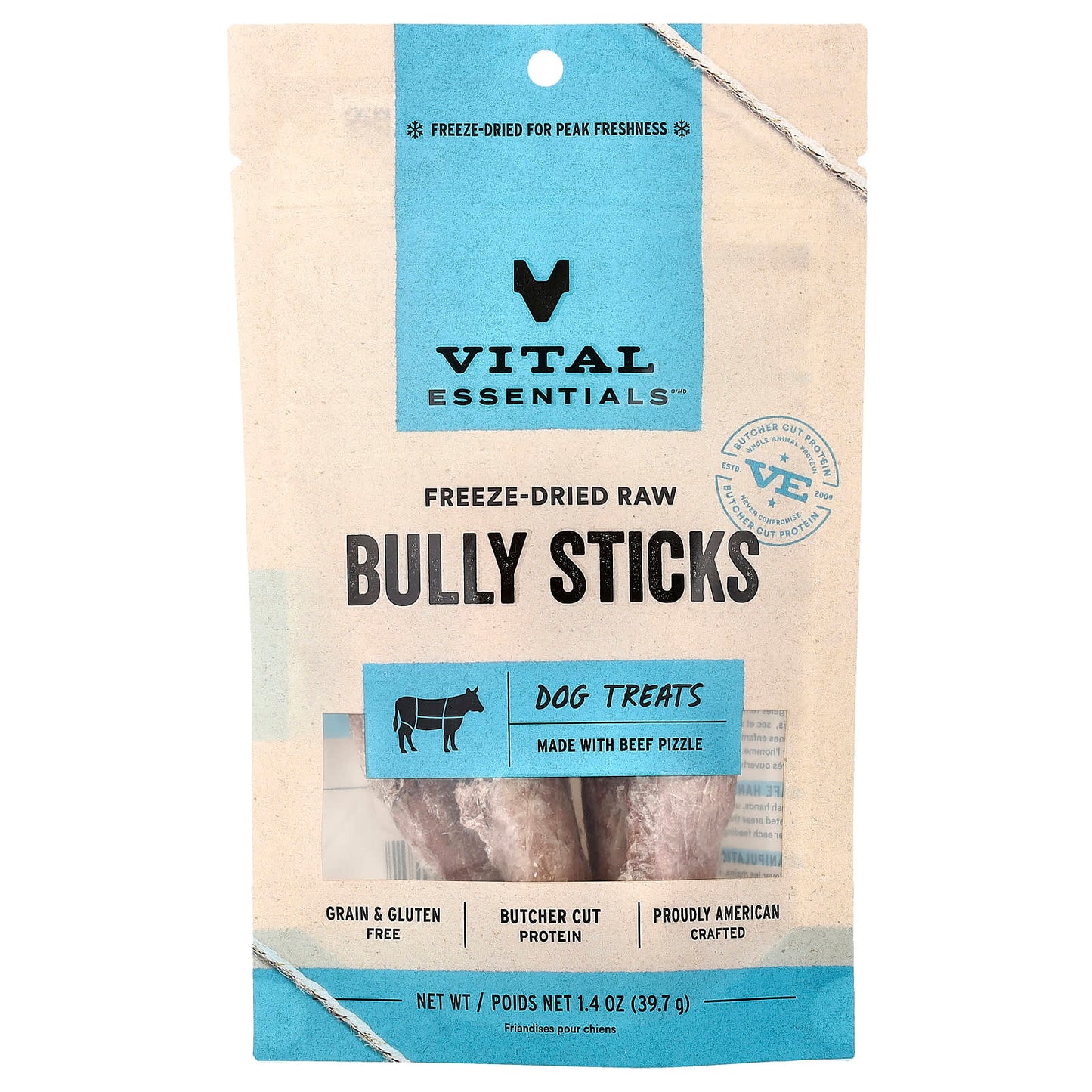 Vital Essentials Freeze Dried Dog Treats Bully Stick - Pack of 3