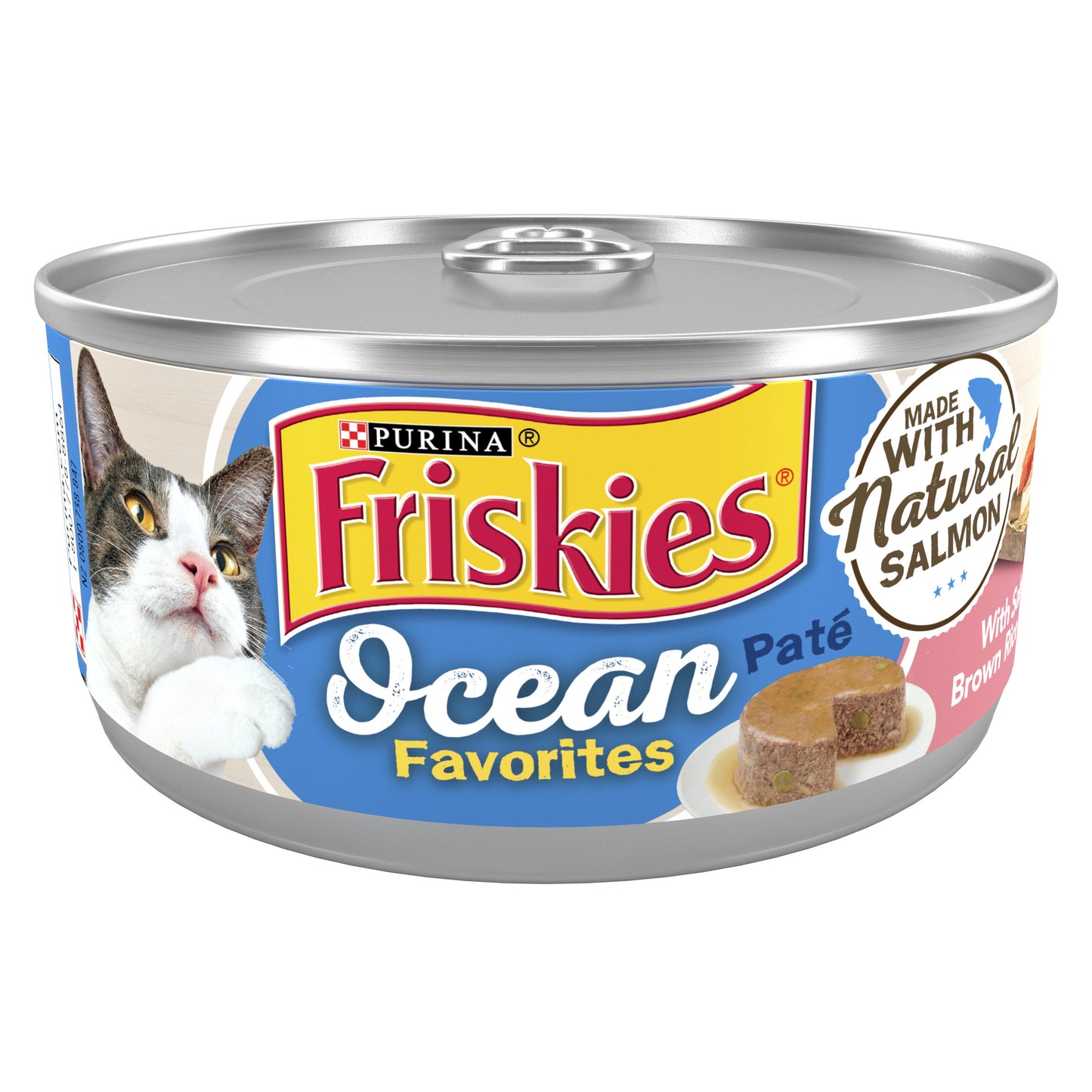 Purina Friskies Wet Cat Food Pate Ocean Favorites With Natural Salmon, Brown Rice and Peas 5.5oz