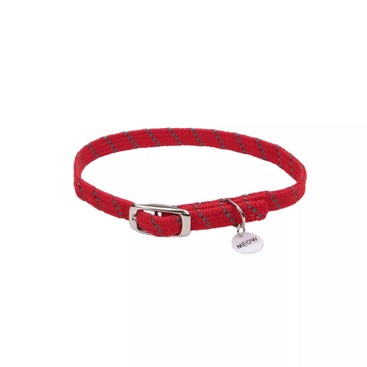 Coastal Elasta Cat 3/8in Wide 10in Reflective Safety Stretch Collar with Reflective Charm Red