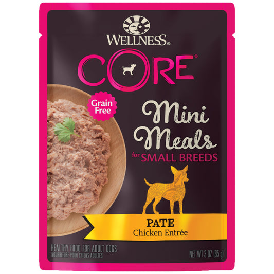 Wellness CORE Natural Grain Free Small Breed Mini Meals Wet Dog Food Paté Chicken Entrée 3oz Pouch