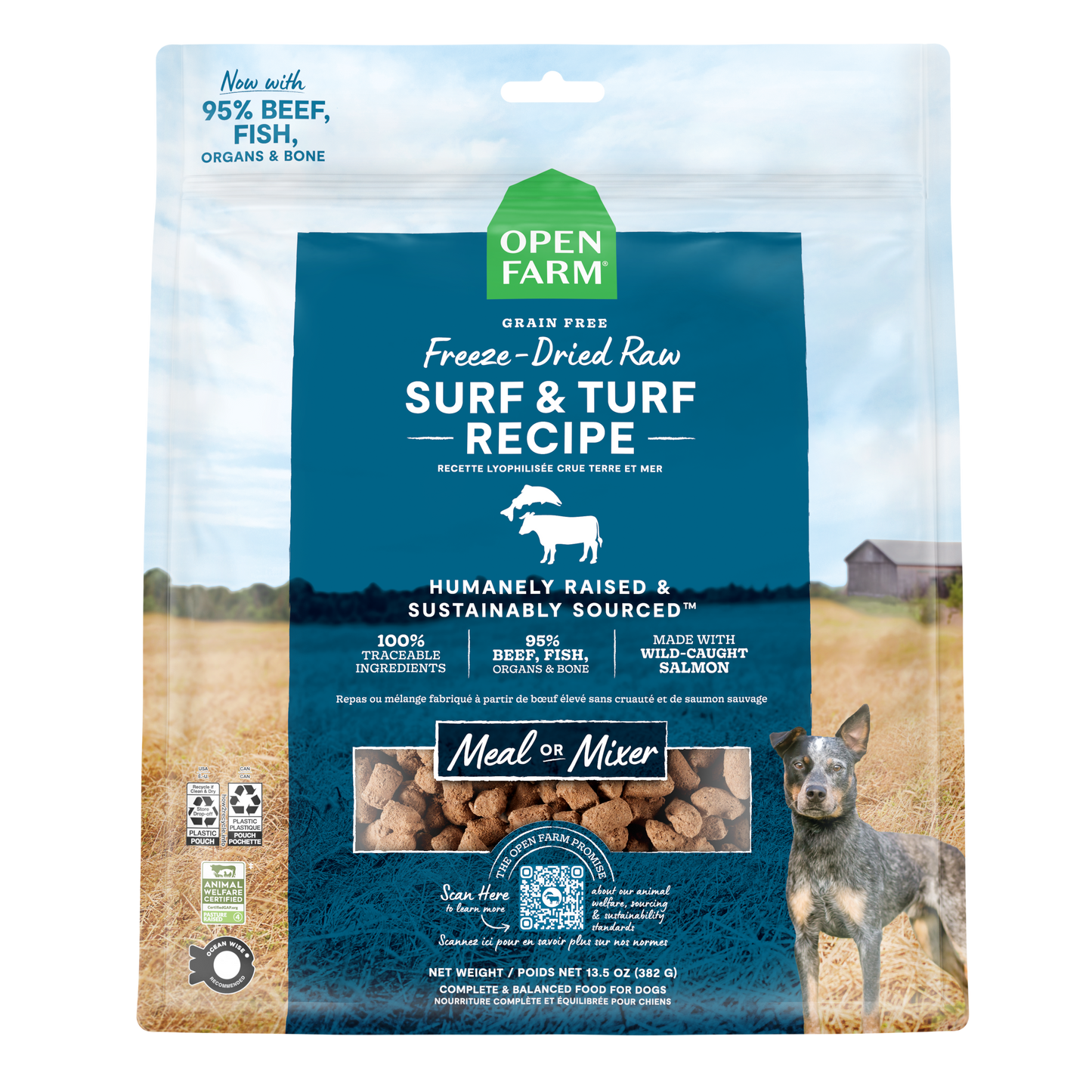 Open Farm Surf & Turf Recipe Freeze Dried Raw Morsels For Dogs 22oz Bag