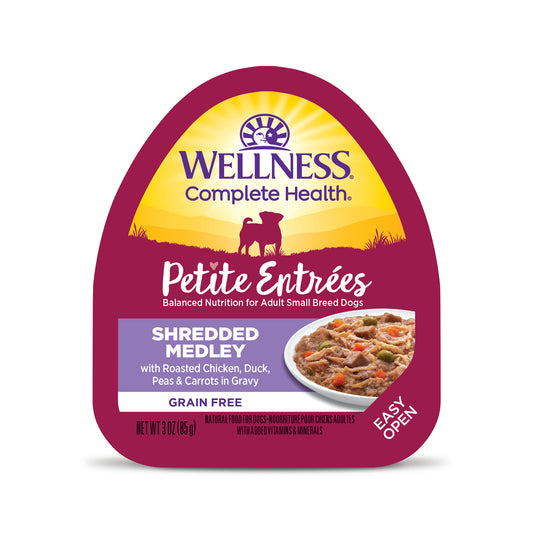 Wellness Petite Entrées Shredded Medley With Roasted Chicken Duck Peas & Carrots 3oz Cup