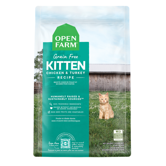 Open Farm Kitten Recipe Grain Free Kibble For Cats 4lb Bag
