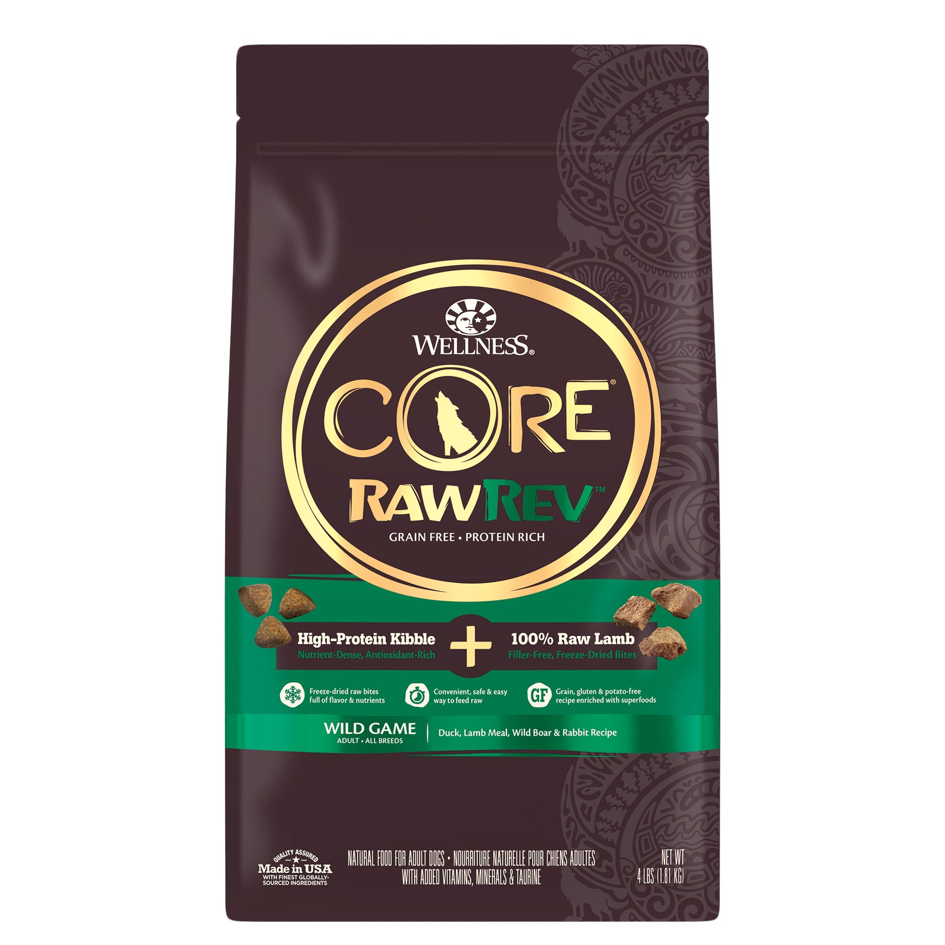 Wellness CORE RawRev Natural Grain Free Dry Dog Food Wild Game
