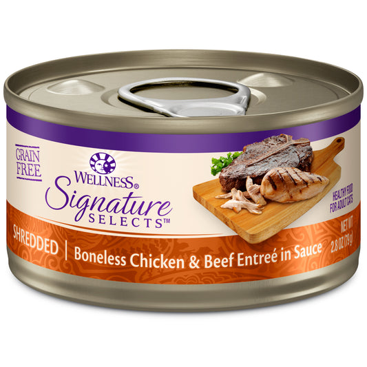 Wellness CORE Signature Selects Grain Free Canned Cat Food Shredded Chicken & Beef Entree in Sauce 2.8ozs