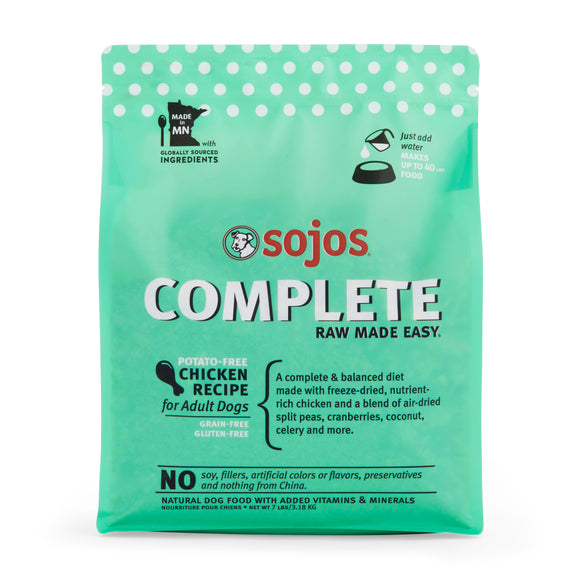 Sojos Complete Chicken Recipe Adult Freeze-Dried Grain-Free Raw Dog Food  7lb