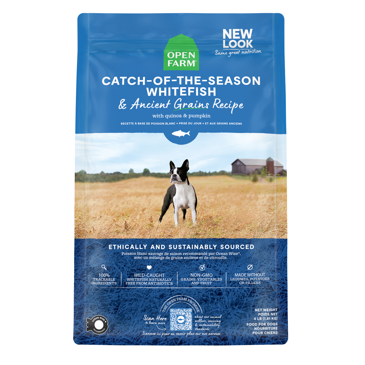 Open Farm Catch Of The Season Whitefish & Ancient Grains Recipe Kibble For Dogs 22lb Bag