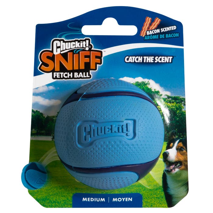 Chuckit! Bacon Sniff Fetch Ball Dog Toy Medium Blue