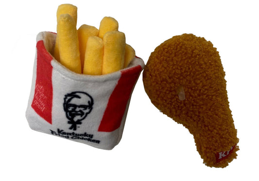 Spot Ethical Pet Dog Toy Kentucky Fried Chicken Plush Fries & Drumette 2Pk