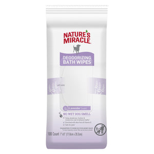 Nature's Miracle Deodorizing Lavender Scent Bath Wipes for Dogs, Count of 100