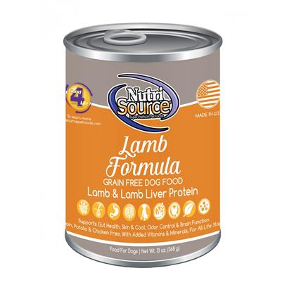 NutriSource Grain Free Lamb Formula Canned Dog Food 12.3oz