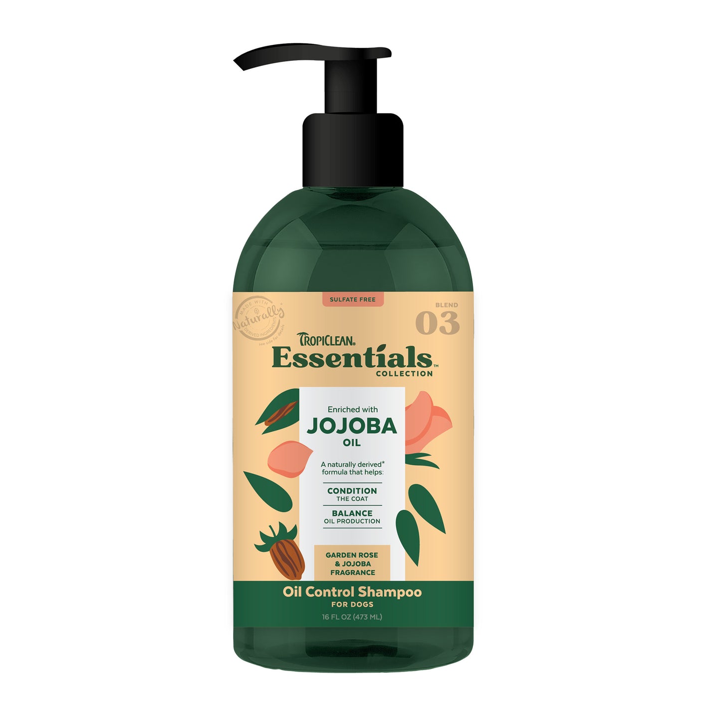 TropiClean Essentials Jojoba Oil Shampoo for Dogs 16oz
