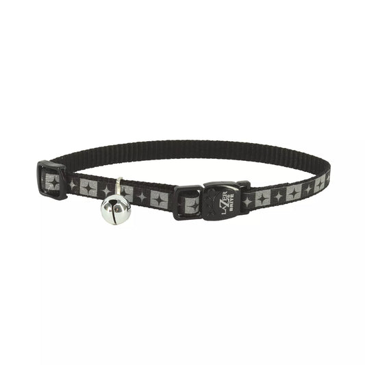 Coastal Lazer Bright 3/8in Wide 8-12In Reflective Breakaway Cat Collar Black Diamond Plate