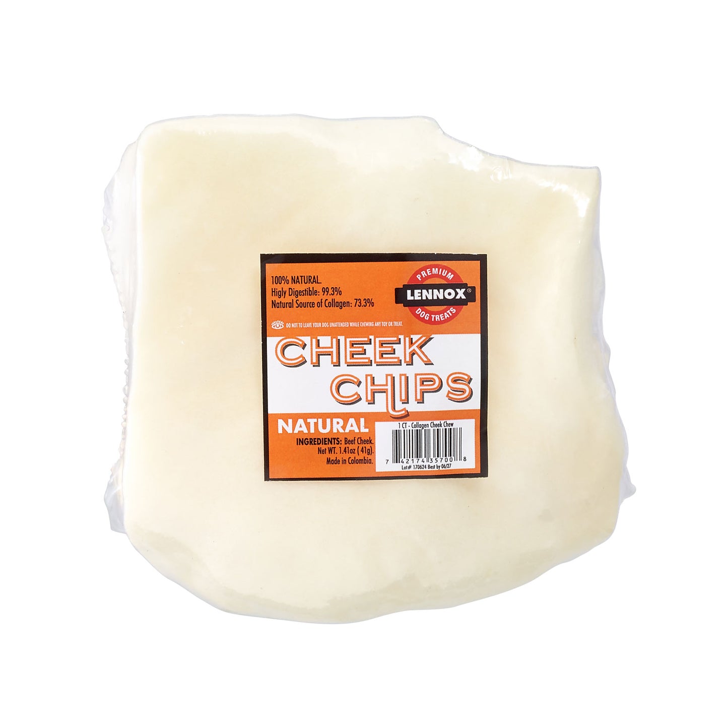 Lennox Dog Treat Natural Cheek Chip 4x4in