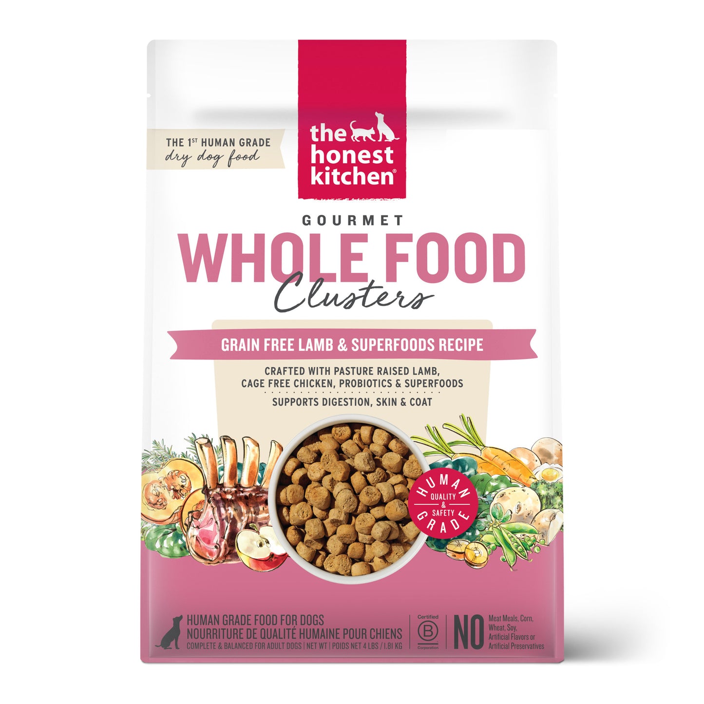 The Honest Kitchen Gourmet Whole Food Clusters Dog Grain Free Lamb 4 lb Bag