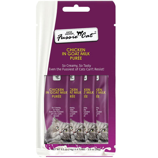 Fussie Cat Chicken in Goat Milk Puree Lickable Cat Treats .5oz 4pk