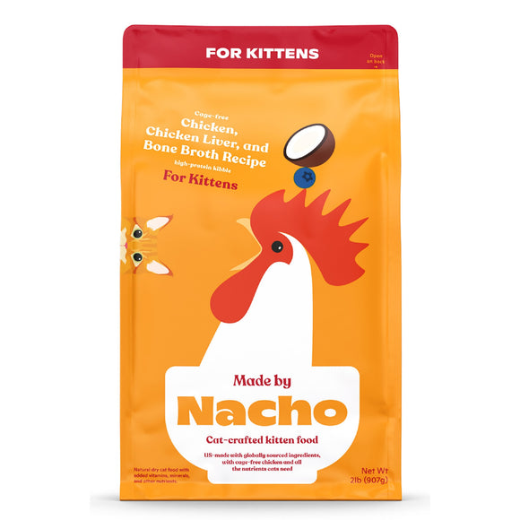 Made by Nacho Cage-free Chicken, Chicken Liver and Bone Broth Recipe for Kittens Dry Food, 2 lbs.