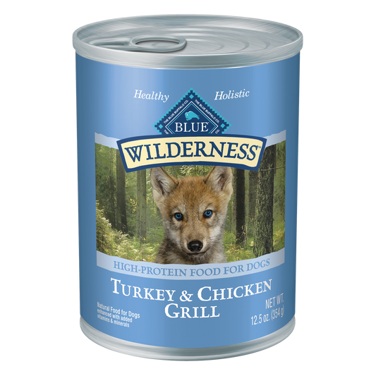 Blue Buffalo Wilderness Grain-Free Turkey & Chicken Grill Puppy Canned Dog Food, 12.5 Oz