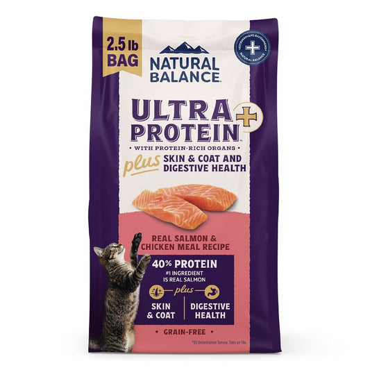 Natural Balance Ultra Protein Cat Plus Skin & Coat + Digestive Salmon & Chicken Meal 2.5LB