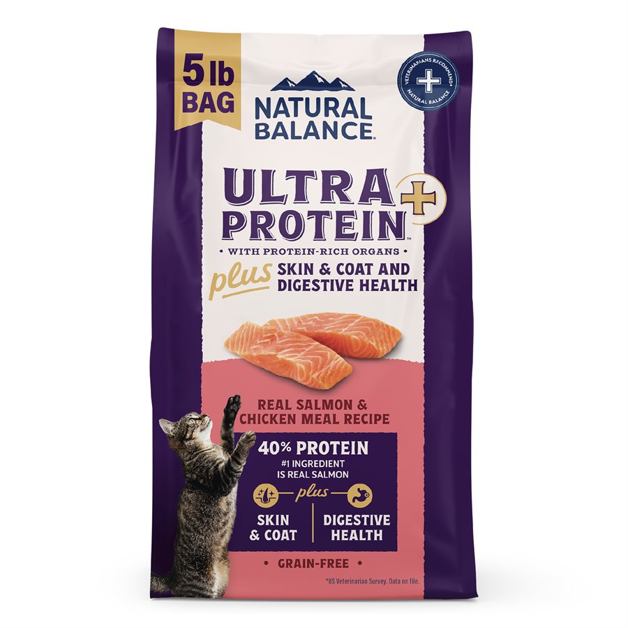 Natural Balance Ultra Protein Cat Plus Skin & Coat + Digestive Salmon & Chicken Meal 5LB