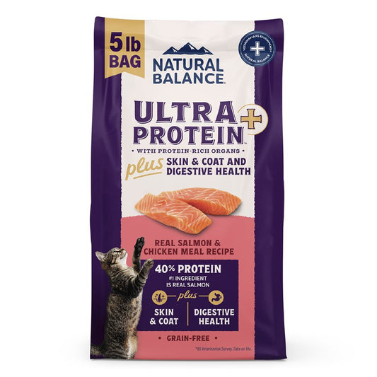 Natural Balance Ultra Protein Cat Plus Skin & Coat + Digestive Salmon & Chicken Meal 5LB