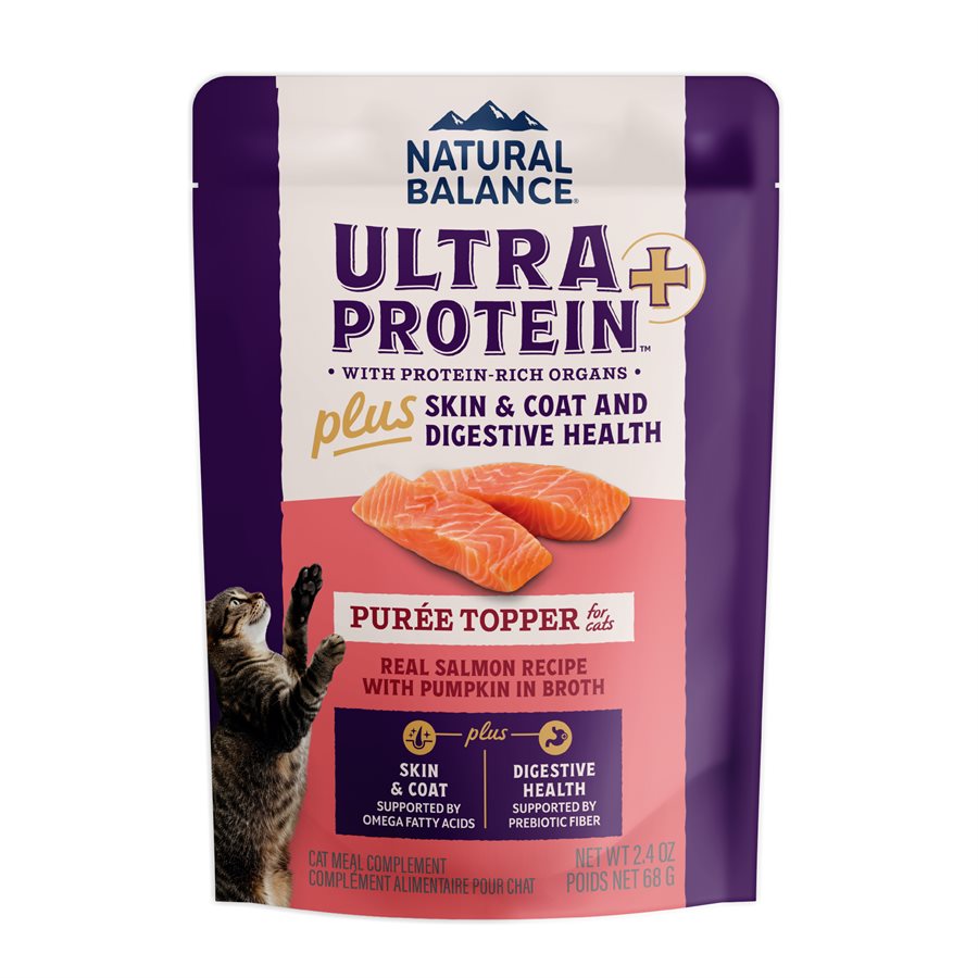 Natural Balance Ultra Protein Cat Plus Skin Coat + Digestive Salmon & Organ Meats Puree 2.4oz