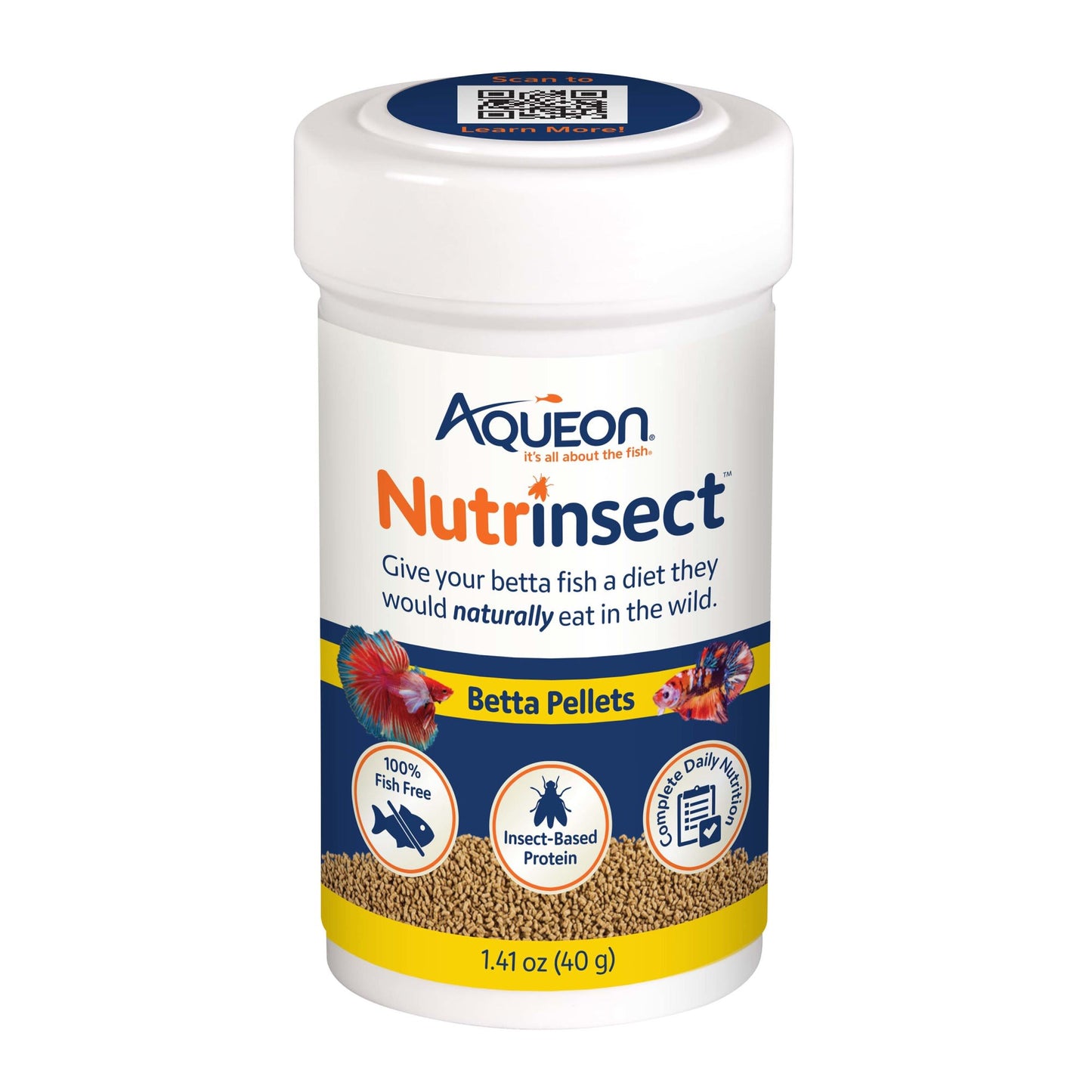 Aqueon Nutrinsect Fish-Free Fish Food Betta Pellets 1.41 oz