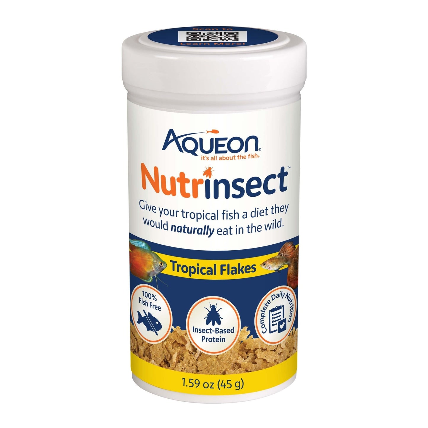 Aqueon Nutrinsect Fish-Free Fish Food Tropical Flakes 1.59 oz