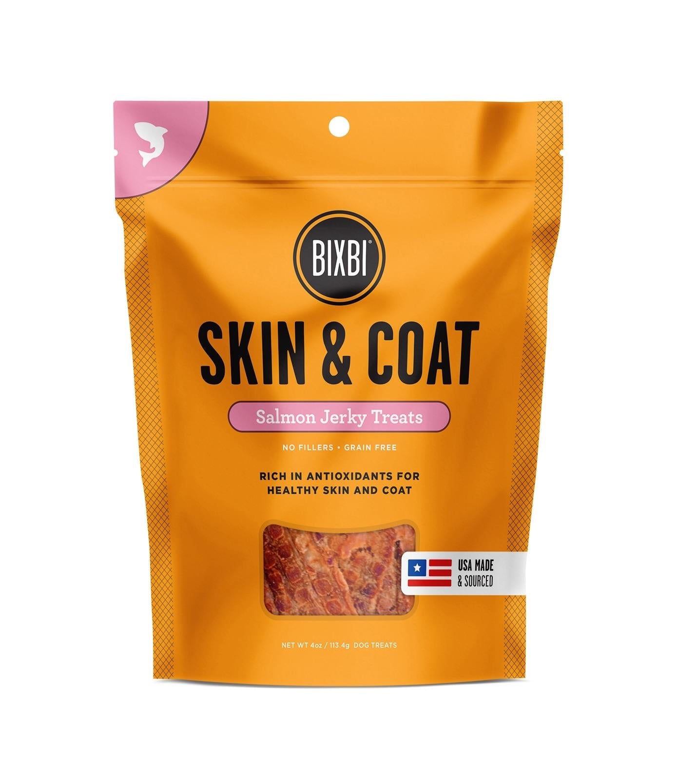 Bixbi Skin and Coat Salmon Jerky Dog Treats 4oz