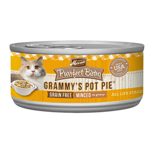 Merrick Purrfect Bistro Grain Free Wet Cat Food Grammy's Pot Pie Minced in Gravy 5.5oz