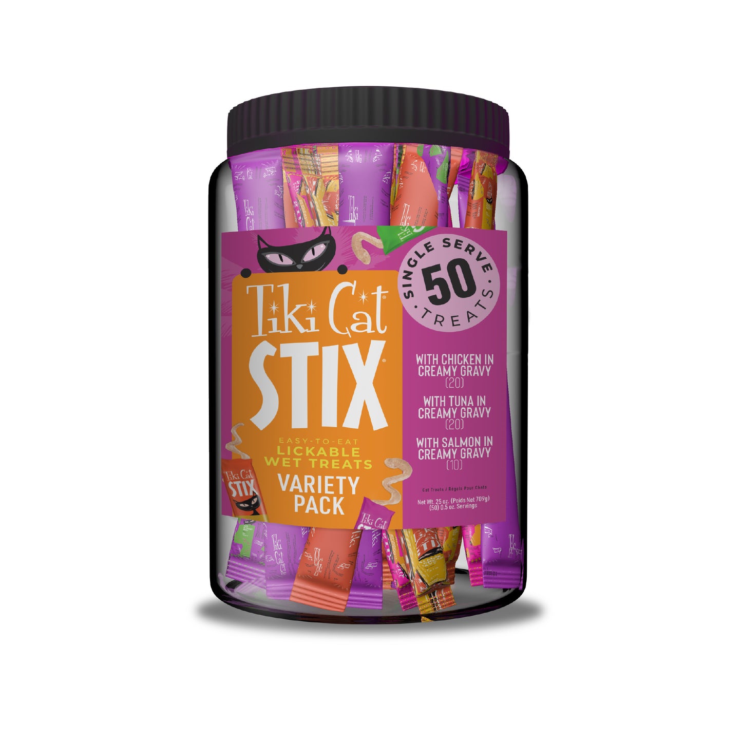 Tiki Cat Stix Wet Cat Treats .5oz Variety Mega Jar 50ct