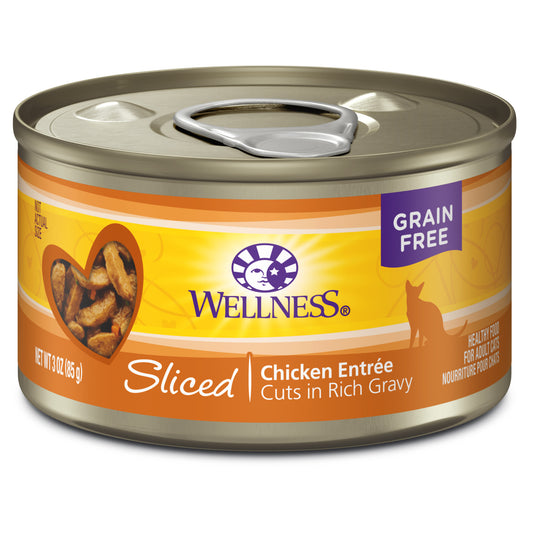 Wellness Complete Health Natural Grain Free Wet Canned Cat Food Sliced Chicken Entree 3oz Can