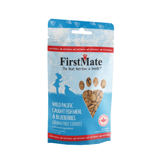 First Mate Cookies for Dogs Grain Free 8oz Mini Fish and Blueberry