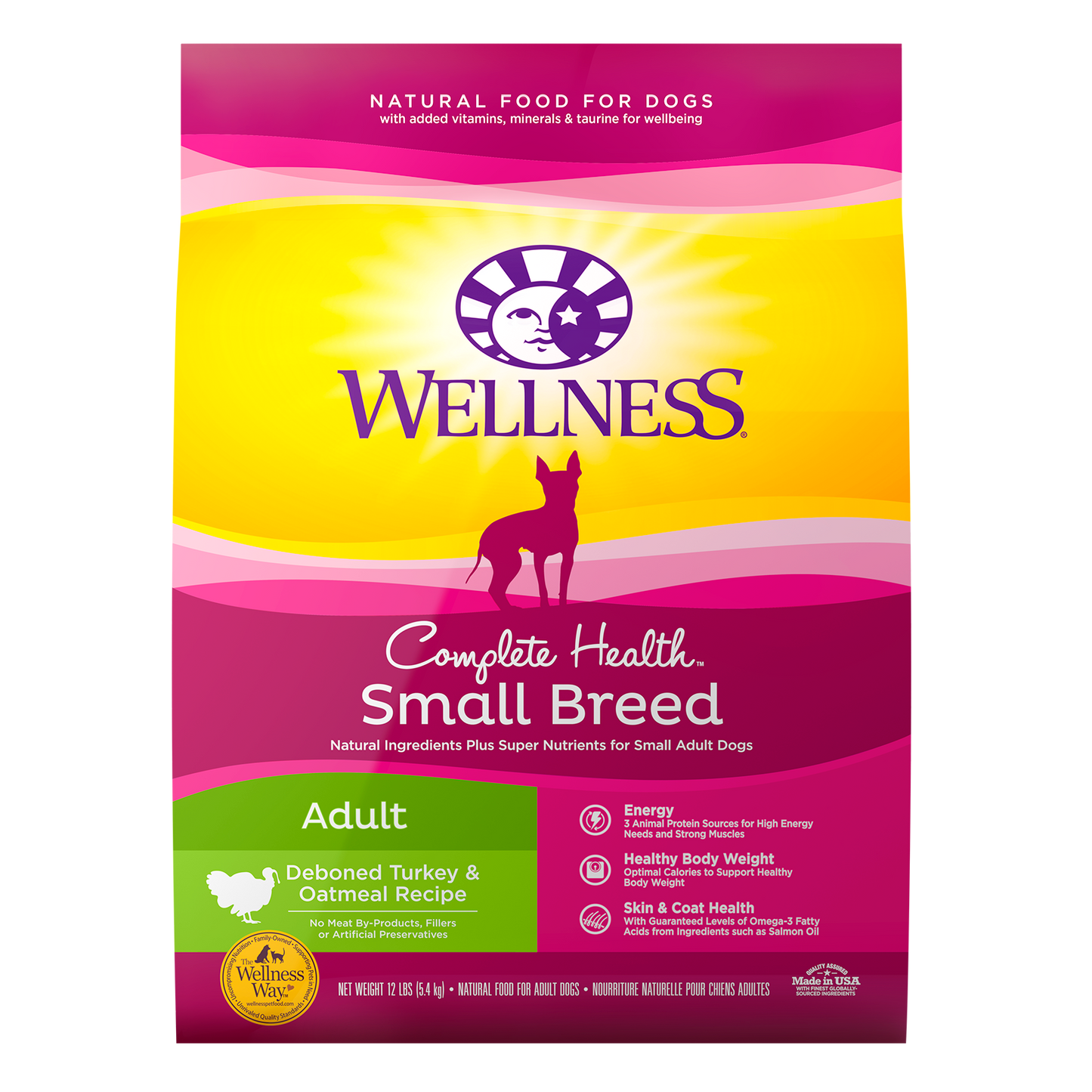Wellness Complete Health Natural Dry Small Breed Dog Food Turkey & Oatmeal 12lb Bag