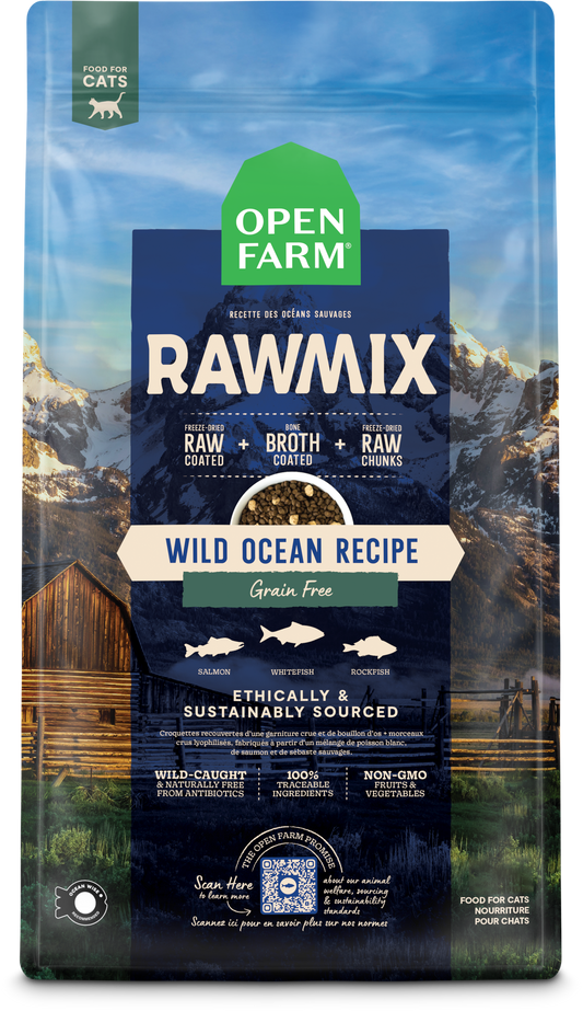 Open Farm Rawmix Wild Ocean Grain Free Kibble For Cats 2.25lb Bag