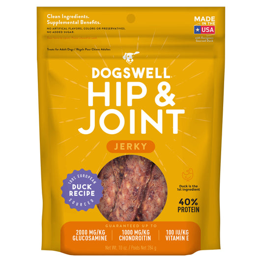 Dogswell Hip & Joint Jerky Dog Treats, Duck, 10 oz. Pouch