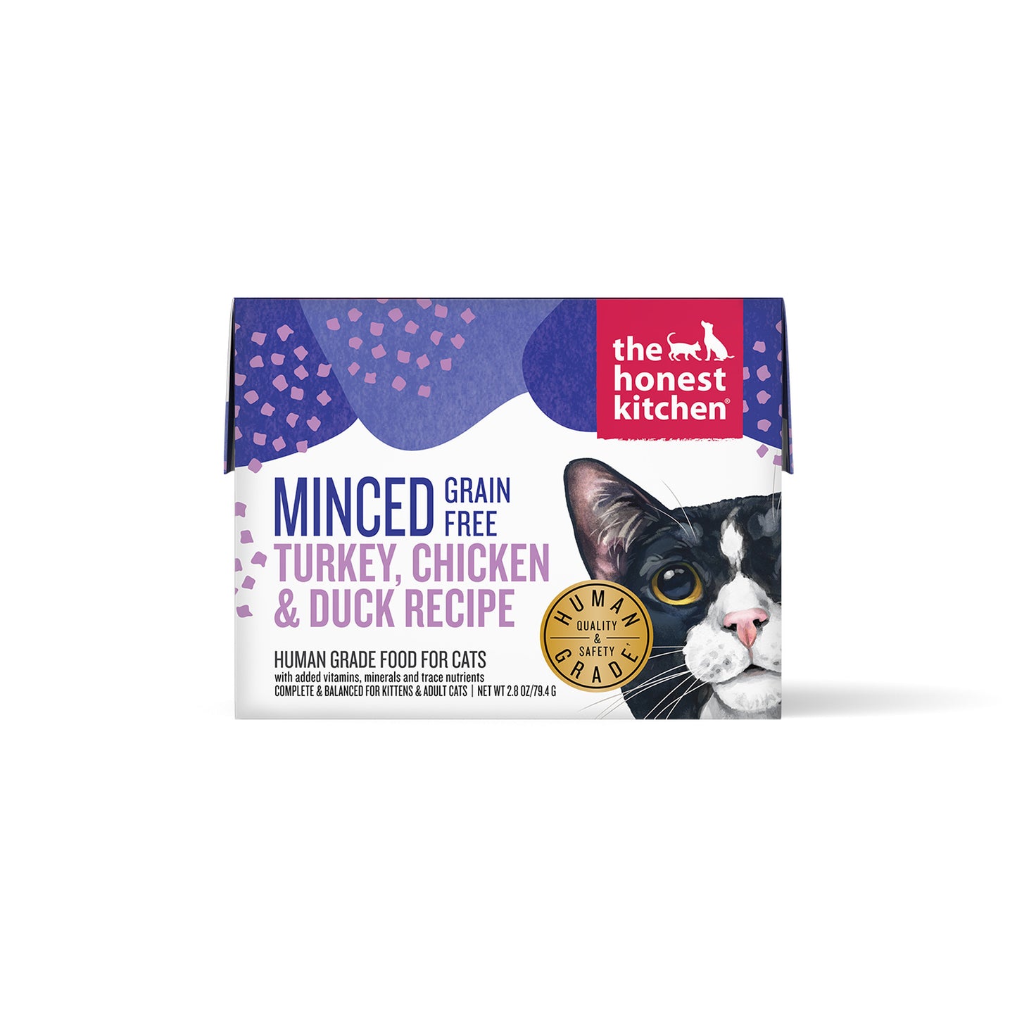 Honest Kitchen Grain Free Minced Turkey, Chicken & Duck in Bone Broth Gravy Wet Cat Food, 2.8 oz