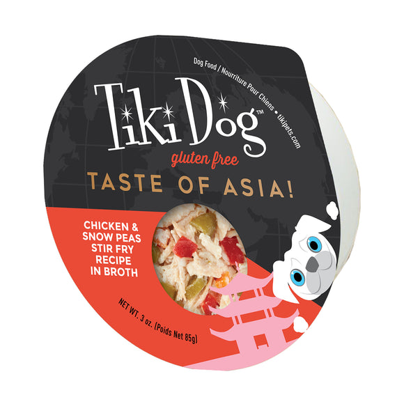 Tiki Dog Taste of the World Wet Dog Food Asia Chicken & Snow Peas Stir Fry 3oz Cup