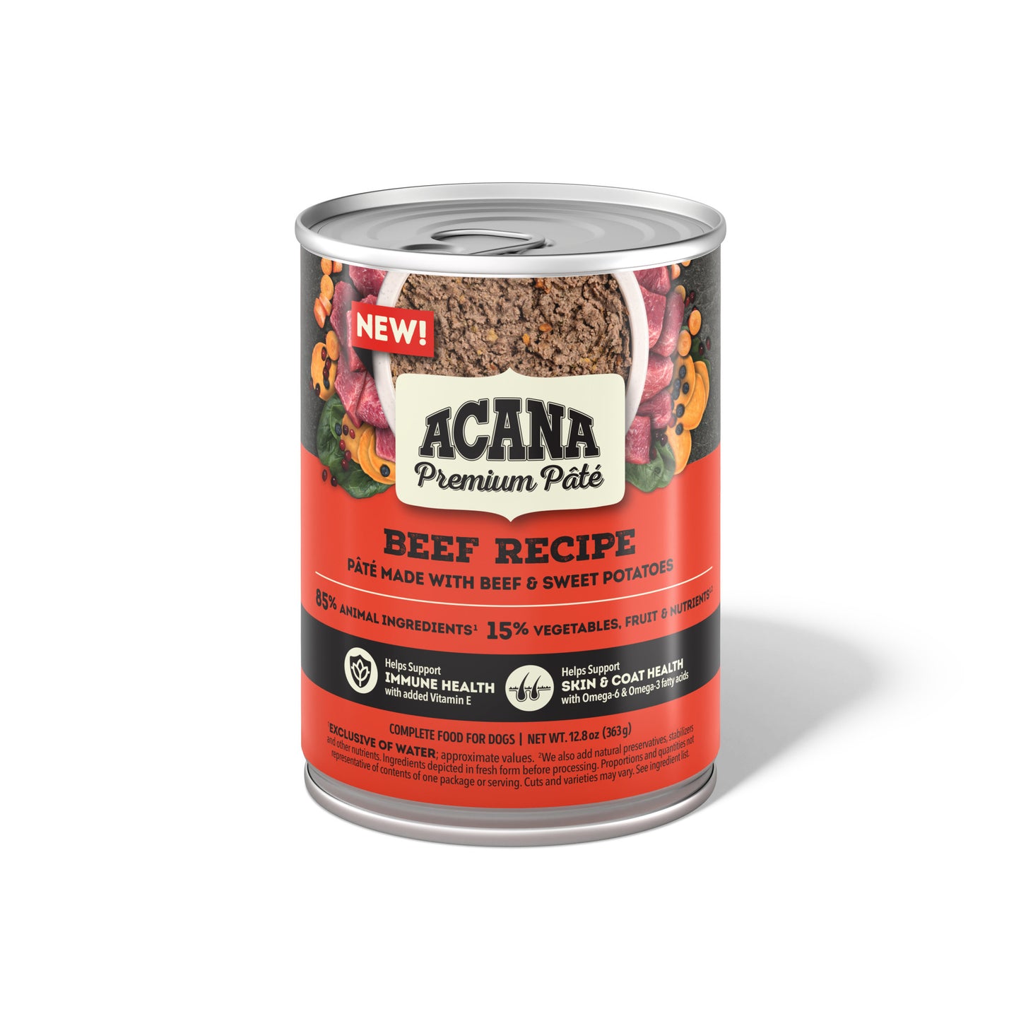 ACANA Premium Pate Wet Dog Food Beef Recipe in Bone Broth, 12.8oz